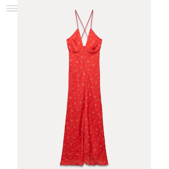 Zara ZW Strappy Midi Dress NWT Red Size Small Blogger Fav - Picture 14 of 14